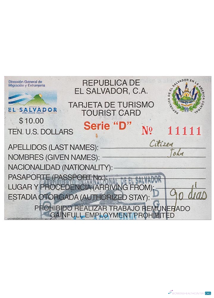 Download EL SALVADOR tourist card Photoshop template